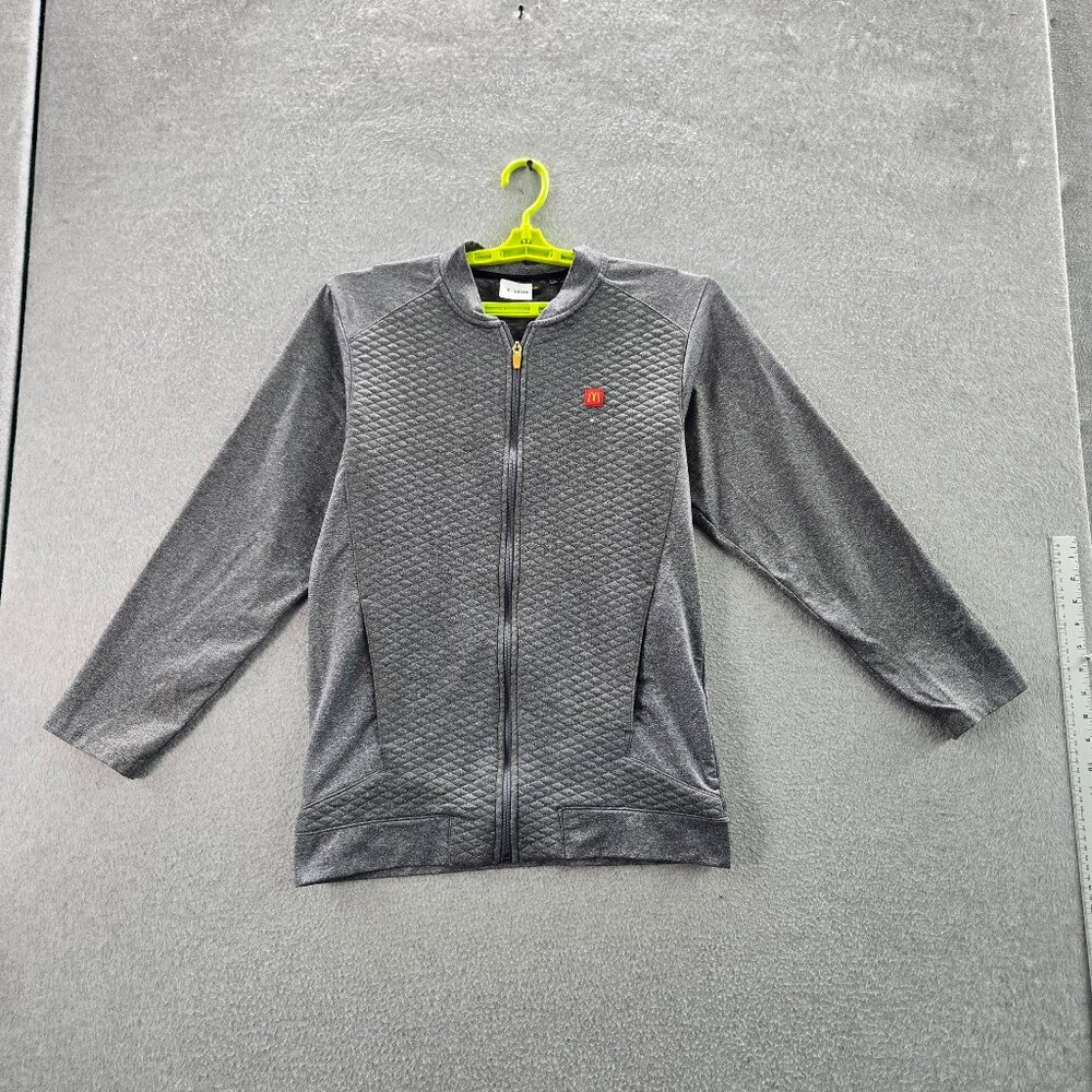 McDonald's Women Jacket Small Gray Full Zip Logo‎ Embroidered